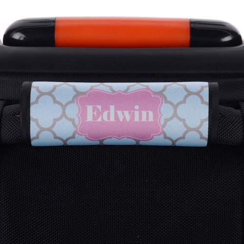 Enveloppe de poignée de valise personnalisée trèfle turquoise gris