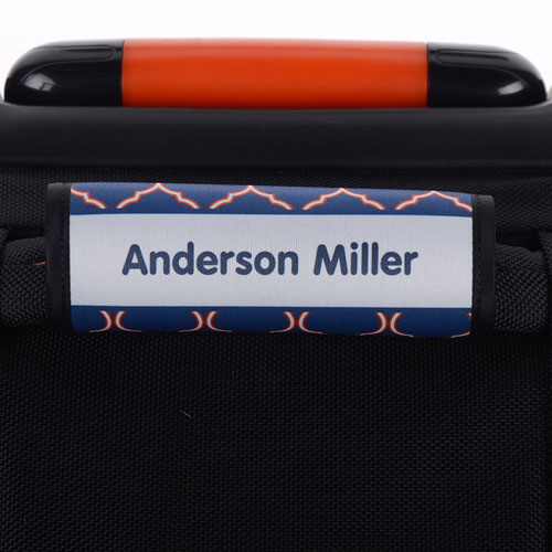 Enveloppe de poignée de valise personnalisée quadrilobe bleu orange