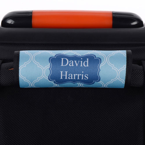 Enveloppe de poignée de valise personnalisée bleu marine quadrilobe bleu