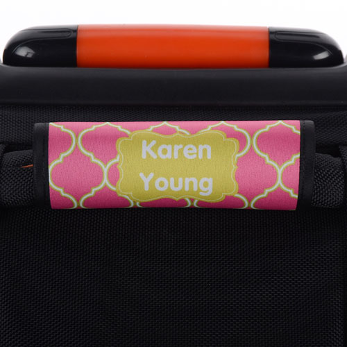 Enveloppe de poignée de valise personnalisée quadrilobe rose lime