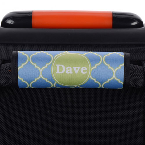 Enveloppe de poignée de valise personnalisée quadrilobe bleu lime