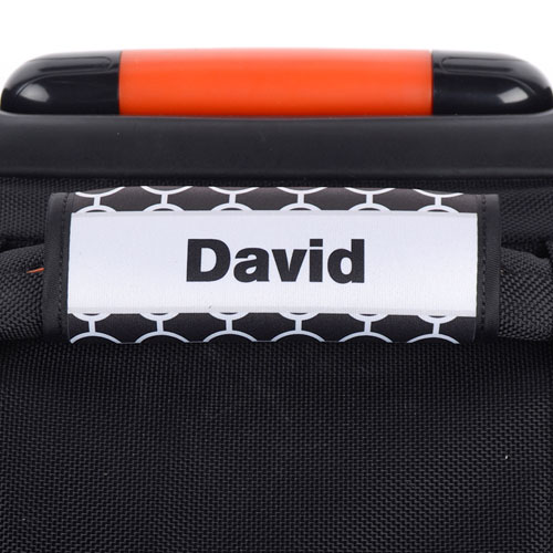 Enveloppe de poignée de valise personnalisée cercle noir cadre gris