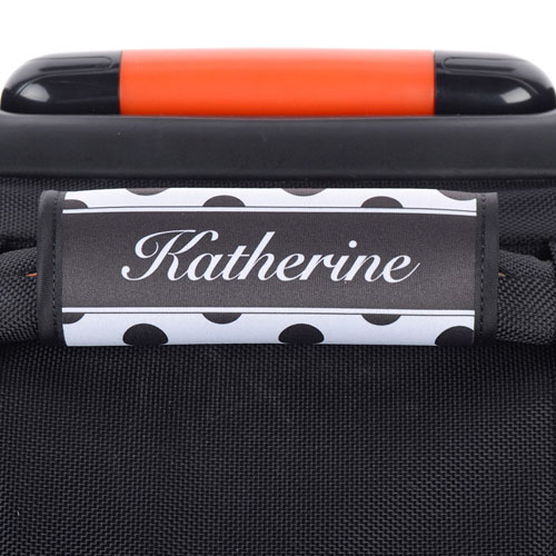Enveloppe de poignée de valise personnalisée pois noir et blanc