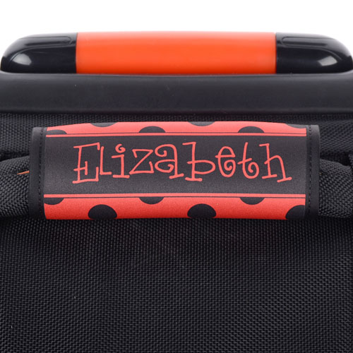 Enveloppe de poignée de valise personnalisée pois noir et rouge