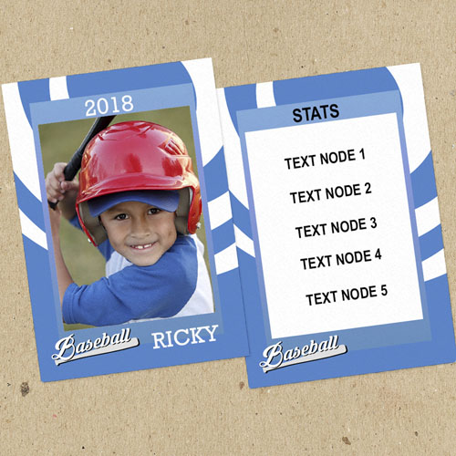 Ensemble de 12 cartes de collection photo personnalisées bleues tourbillon baseball