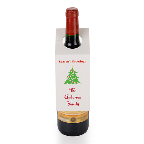 Étiquette de vin personnalisée meilleurs voeux sapin de Noël, ensemble de 6