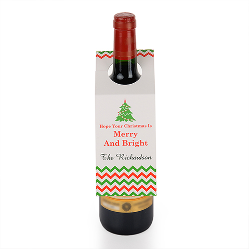 Étiquette de vin personnalisée sapin de Noël, ensemble de 6