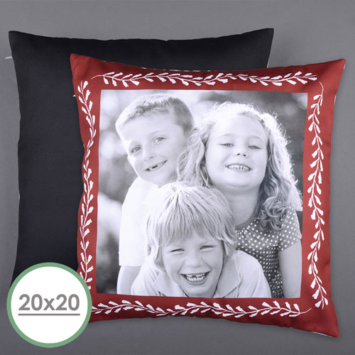 Large housse de coussin oreiller photo personnalisée cadre rouge 50,8 x 50,8 cm (sans insert)