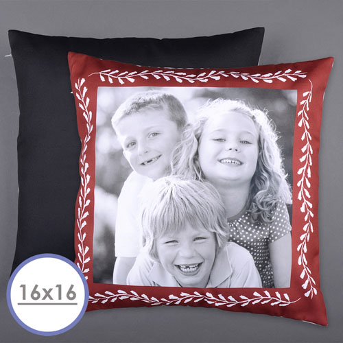 Housse de coussin oreiller photo personnalisée cadre rouge 40,64 x 40,64 cm (sans insert)