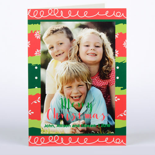 Carte photo de Noël personnalisée colorée, pliée 12,7 x 17,78 cm