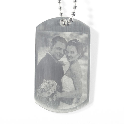 Pendentif plaque militaire photo de mariage gravée