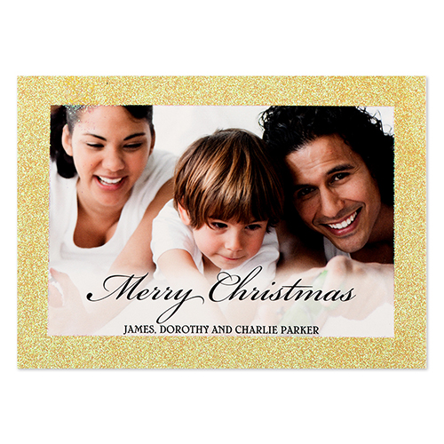 Carte de Noël photo personnalisée joyeux Noël paillettes dorées 12,7 x 17,78 cm