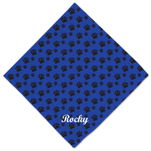 Bandana de huella de perro azul personalizable con nombre 50.8 cm