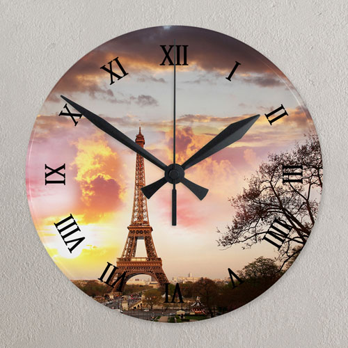 Horloge acrylique photo cadran romain galerie photo impression personnalisée