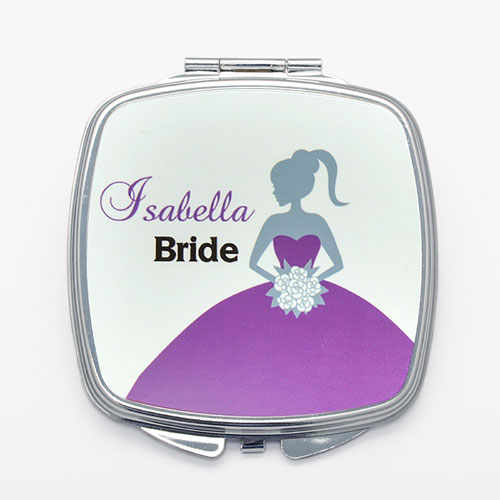 Miroir de poche personnalisé pour demoiselles d'honneur violet