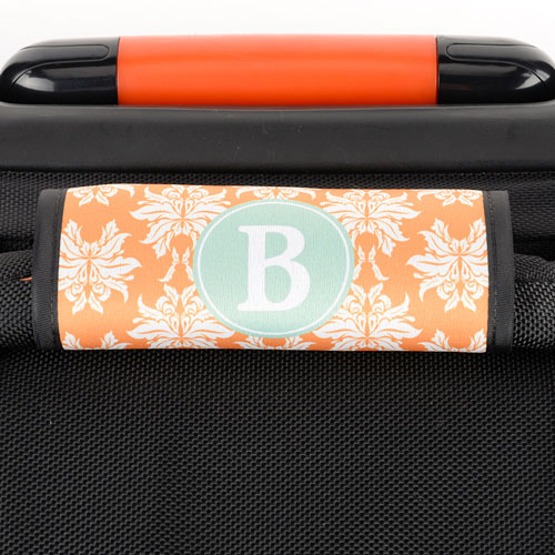 Enveloppe de poignée de valise personnalisée damas orange