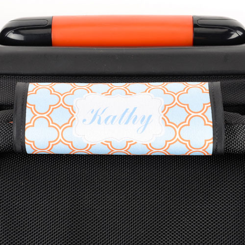 Enveloppe de poignée de valise personnalisée quadrilobe turquoise orange