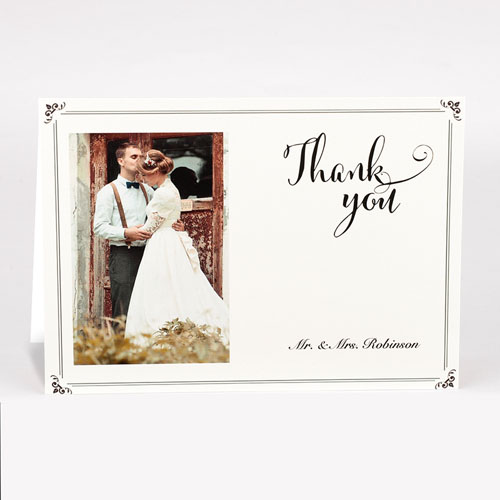 Carte de remerciement photo vintage personnalisée pour mariage 