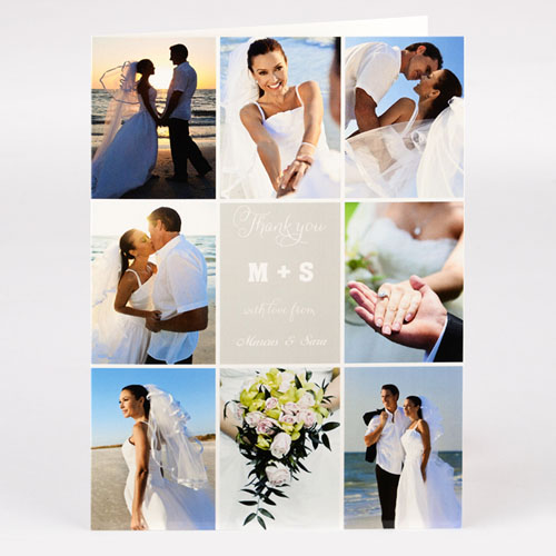 Carte collage photo personnalisée pour mariage merci avec amour de