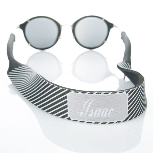 Sangle de lunettes de soleil monogrammée rayure grise