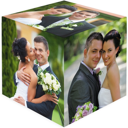 Cube photo en bois mariage personnalisé 6 panneaux
