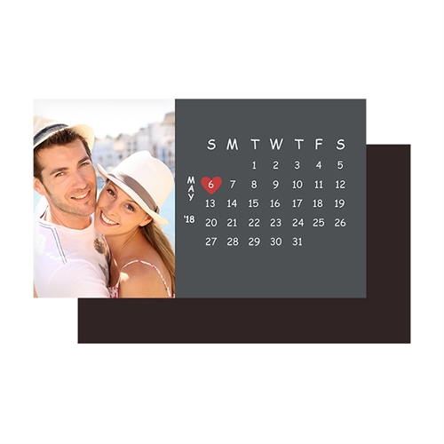 Créez aimant calendrier réservez la date gris de taille de carte 5,08 x 8,89 cm