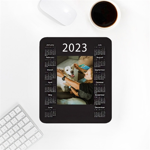 Calendrier 2019 portrait imprimé personnalisé, tapis de souris noir