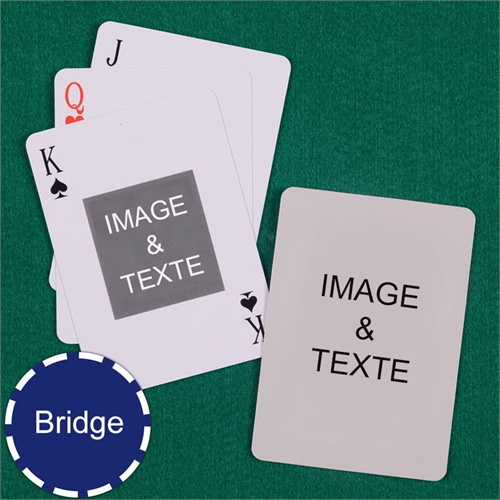 Cartes à jouer format Bridge portrait centre recto-verso personnalisés