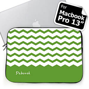 Housse Macbook Pro 13 chevron vert nom personnalisé (2015)