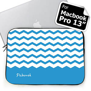 Housse Macbook Pro 13 chevron bleu ciel nom personnalisé (2015)