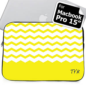Housse Macbook Pro 15 chevron jaune initiales personnalisées (2015)