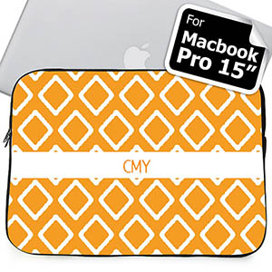 Housse Macbook Pro 15 ikat orange initiales personnalisées (2015)