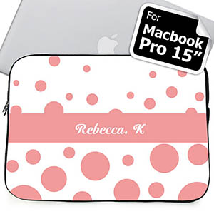 Housse Macbook Pro 15 cercles rétro roses nom personnalisé (2015)
