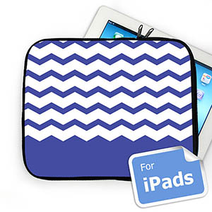 Housse iPad chevron bleu initiales personnalisées