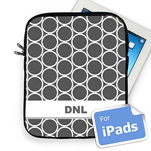 Housse iPad cerceaux gris initiales personnalisées