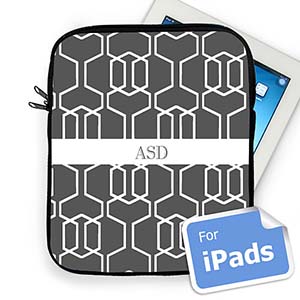 Housse iPad treillis gris initiales personnalisées