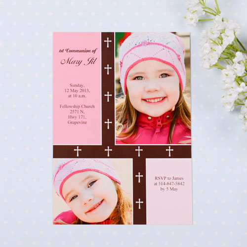 Imprimez votre propre croix organique - cartes d'invitation fille collage communication 