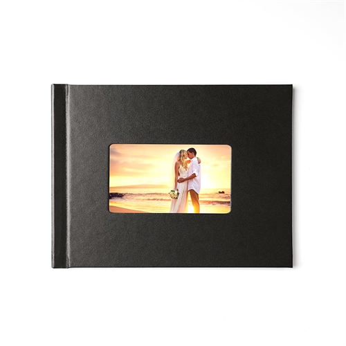 Créez votre petit album photo couverture rigide en cuir noir 21,59 x 27,94 cm