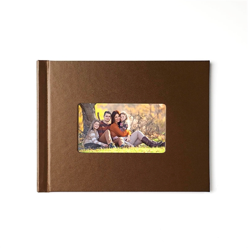 Créez votre petit album photo couverture rigide en cuir brun 21,59 x 27,94 cm