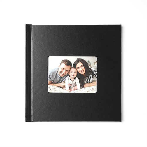 Concevez votre album photo couverture rigide en cuir noir 20,32 x 20,32 cm