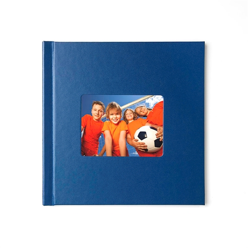 Concevez votre album photo couverture rigide en cuir bleu 20,32 x 20,32 cm