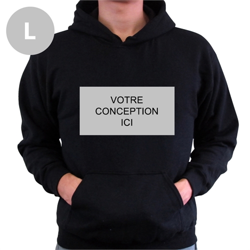 Sweatshirts à capuche sans tirette personnalisé noir paysage image & texte taille large 