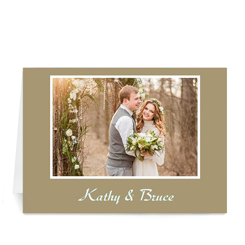 Cartes de mariage photo dorées personnalisées, pliées 12,7 x 17,78 cm